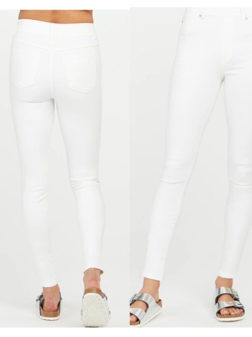 SPANX White Ankle Shaping Jeans Size Large High Rise Skinny Stretch Pull-On